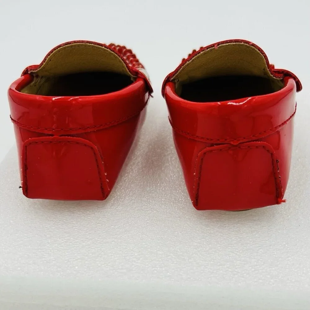 Trumpette Baby Shoes Loafers Red Patent Driver Easter Sz 6-12 Months Unisex